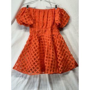 Pretty‎ Garden Dress Off Shoulder Mini Dress Bohemian Sleeve Orange Small New